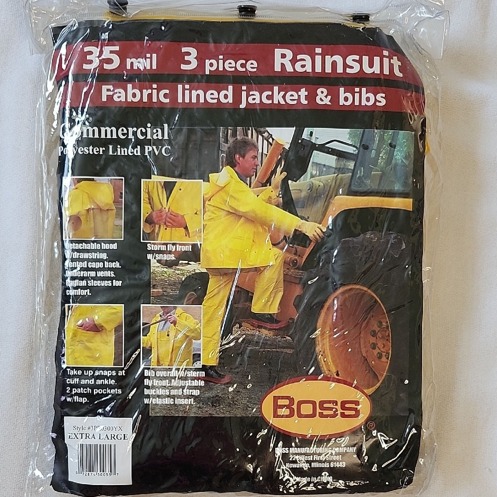 NIP Boss 3pc Yellow Rain Gear Set